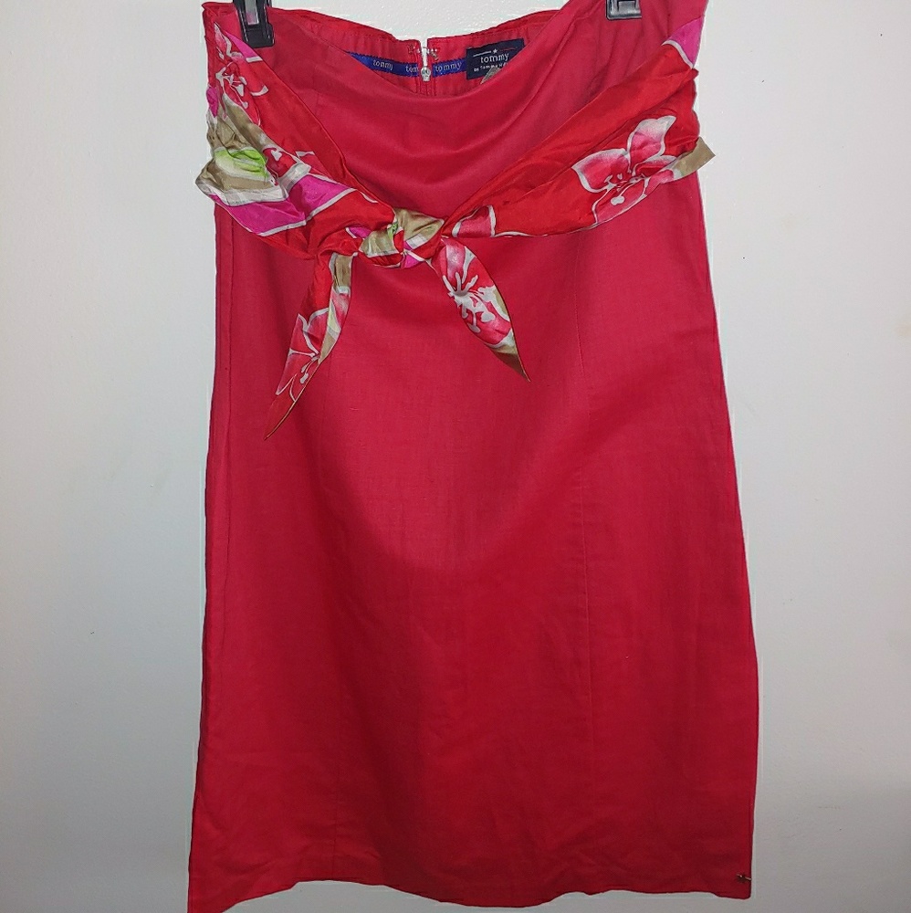 Red Tommy Hilfiger strapless dress